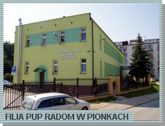 Zdjęcie przedstawia budynek filii PUP Radom w Pionkach